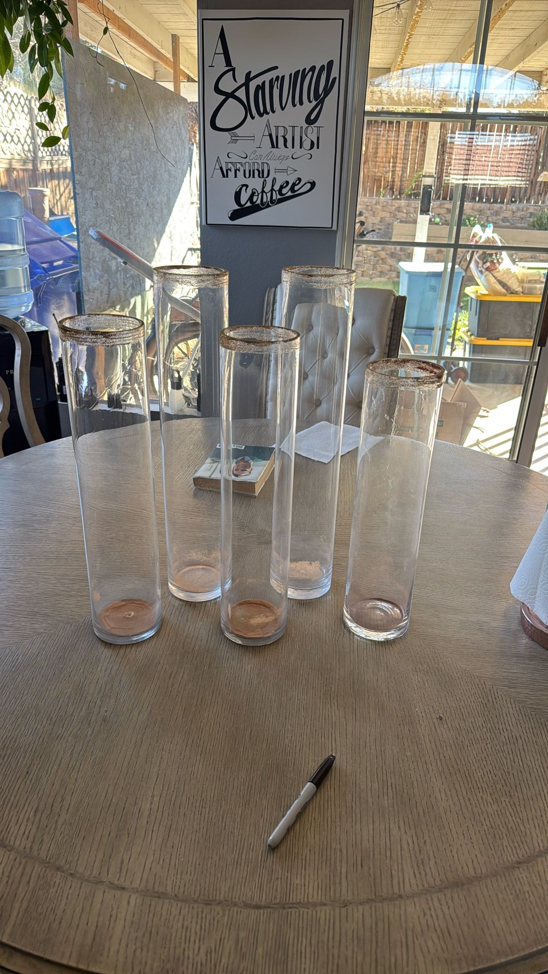 Set Of 5 Cylinder Vases