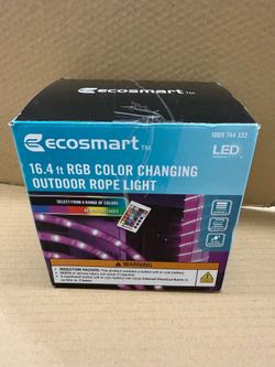 EcoSmart -  16.4 ft. RGB Color Changing Dimmable Linkable Plug-In LED Outdoor Rope Light with Remote Control