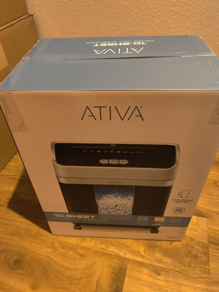 HALF OFF BRAND NEW SEALED Ativa 10-Sheet Micro-Cut Shredder OMM103P