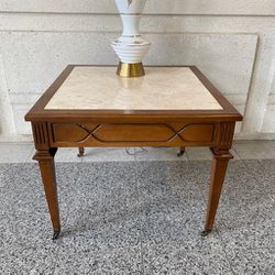 Mersman End Table With Faux Travertine Top