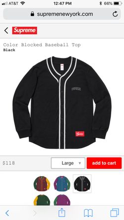 SUPREME BLACK COLOR BLOCKED BASEBALL TOP DS FW18🔥🔥