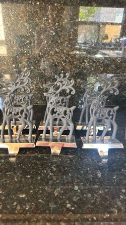 6 Reindeer Stocking holders -plated