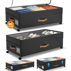 Under bed storage with cover and wheels/ 2 packs/ new with packing