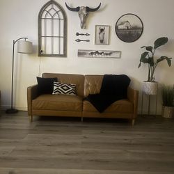 Mid Century Sofa bed / Leather Sofa 