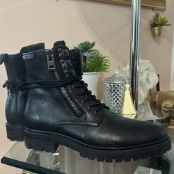 All Saints Black Leather Biker Combat Boots