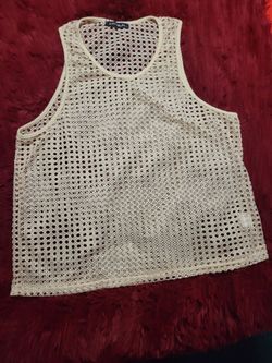 Cream colour summer mesh vest for men size L