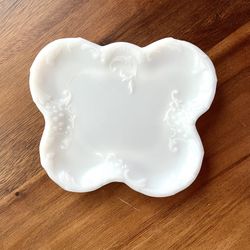 **VINTAGE** White Milk Glass Butterfly Dish - Trinket - Pressed - #72