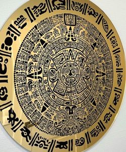 Mayan Empire Calendar Aztec Empire | Mirror Shine Gold Color Wall Decor Mexican Chicano Art
