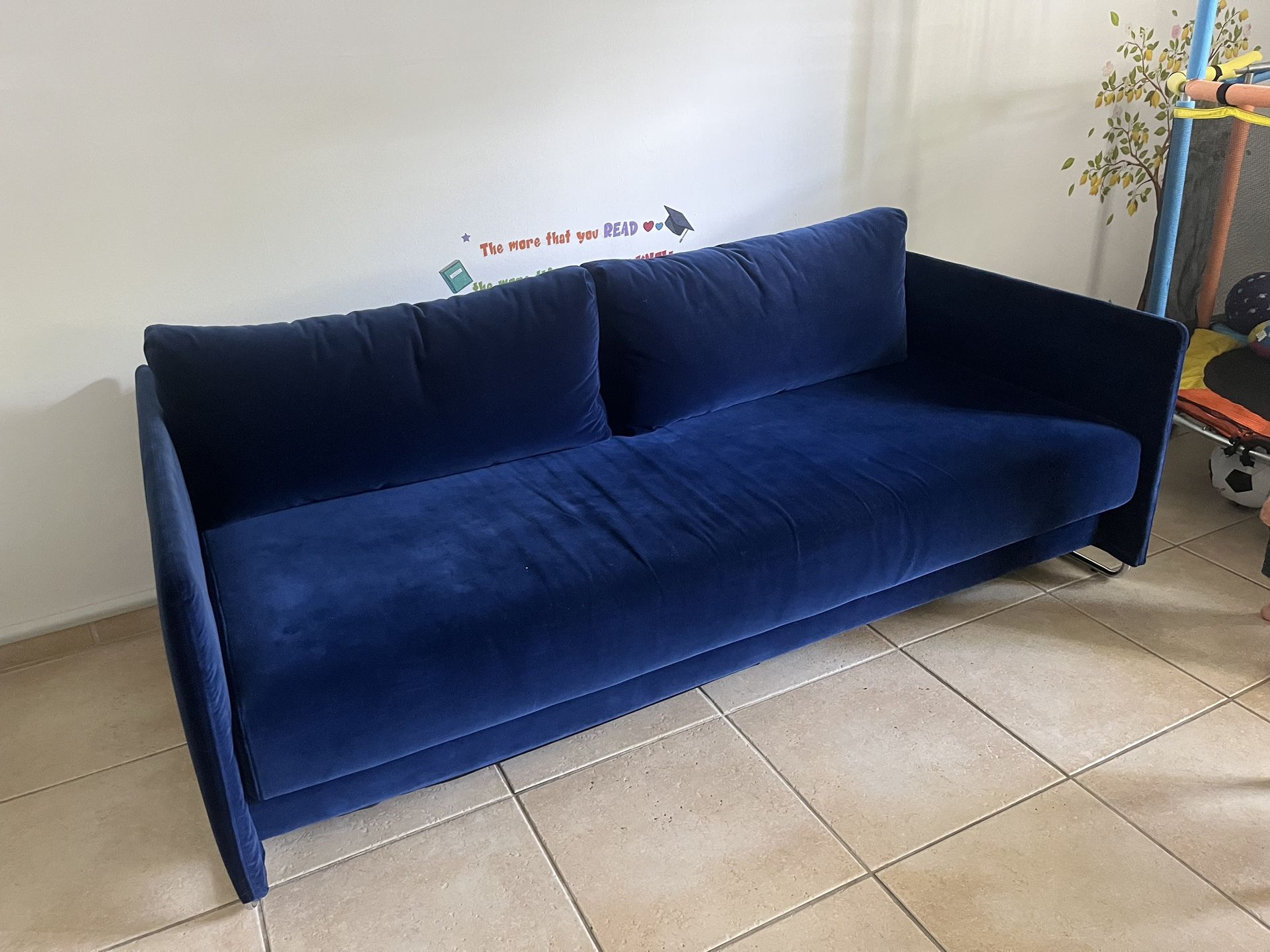 CB2 Tandom Blue Sleeper Sofa