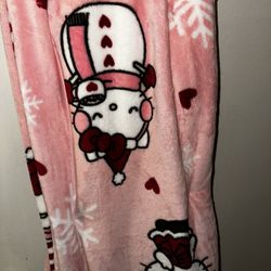 Hello Kitty pink christmas throw blanket