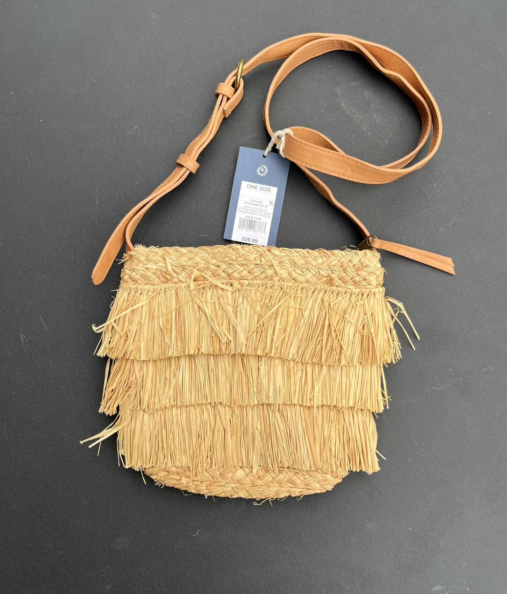 Universal Thread Straw Fringe Crossbody Bag