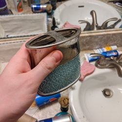 NEED GONE: WHOLE BATHROOM SET; TOOTHBRUSH HOLDER, TWO SHOWER CURTAINS, TWIN GARBAGE PAILS, TWIN STORAGE BINS