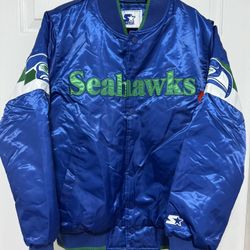 Starter Seahawks Royal Blue Satin Jacket Men’s Medium 