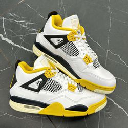 Nike Air Jordan 4 Retro Vivid Sulfur Yellow White Black - Size 11 Women / 9.5 Men