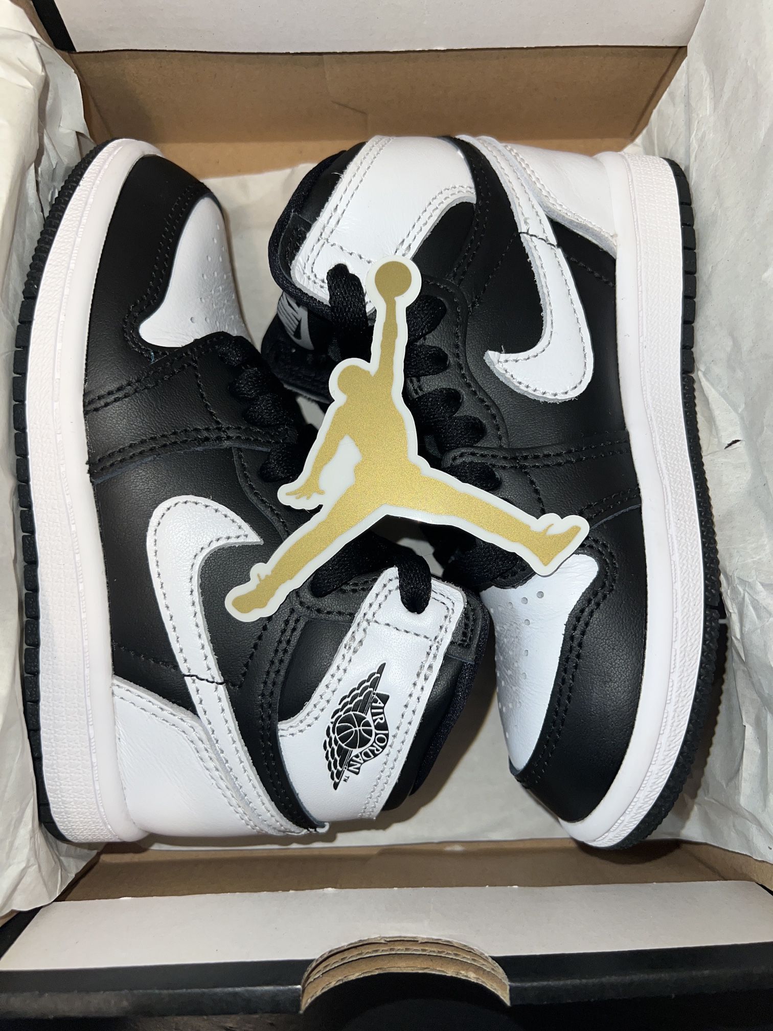 Toddler Air Jordan 1 Retro High ‘Black White’ Size 10.5c