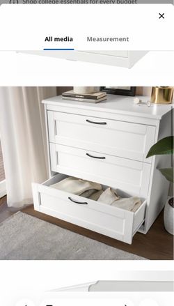 White 3-Drawer Dresser with Black Handles
