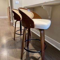 Leeana Swivel Faux Leather Counter & Bar Stools (Set of 2)
