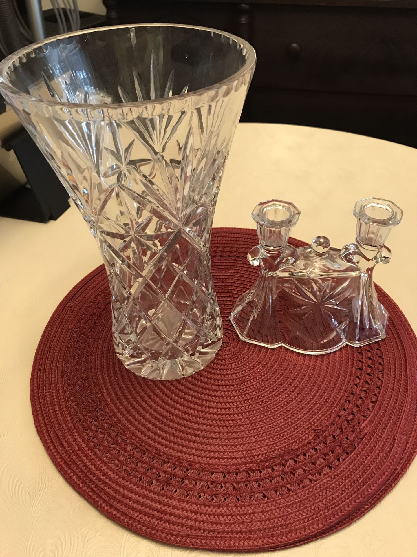 Vase Lead Crystal W / Candle Holder