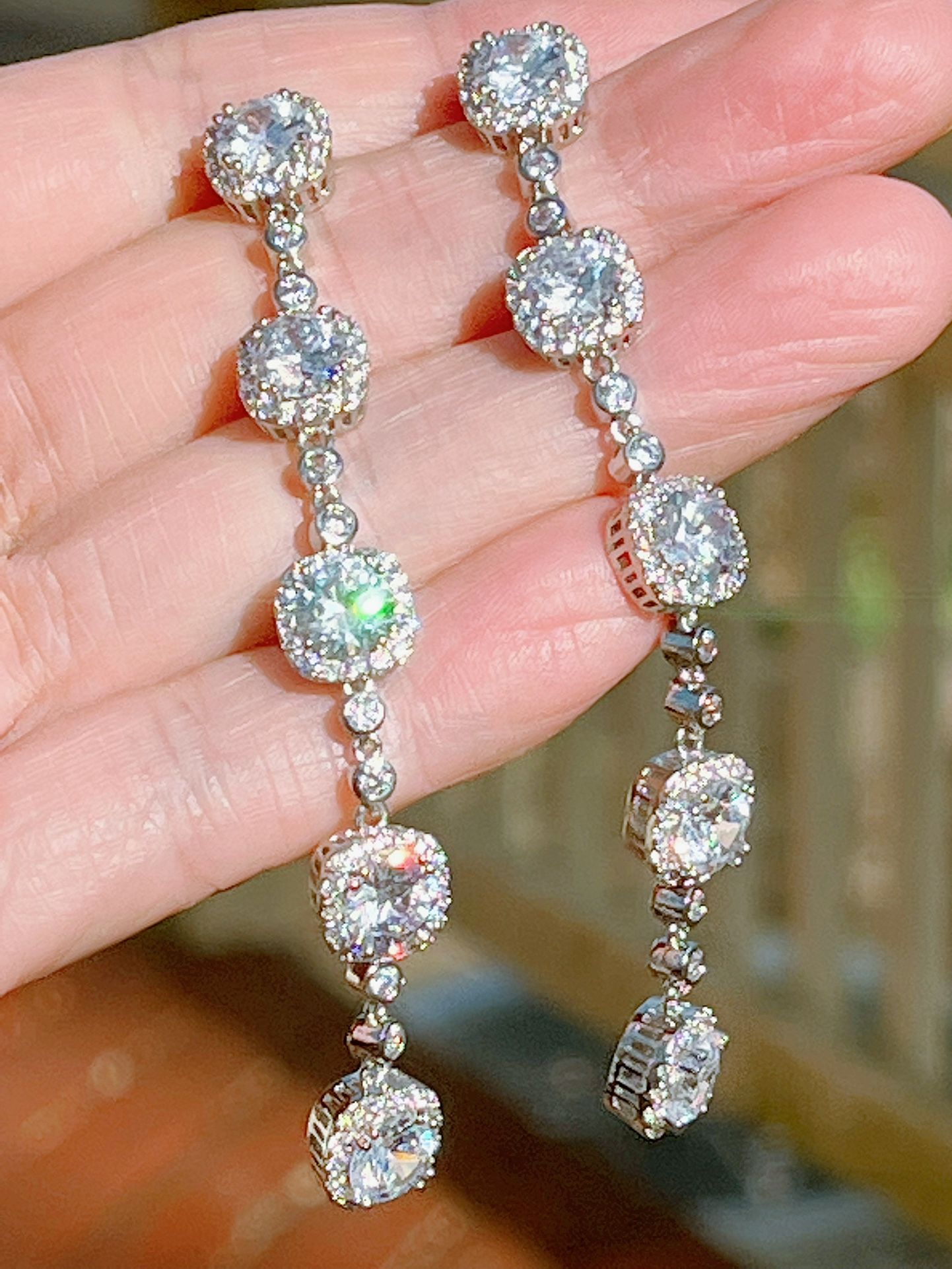 10+ Carat Lab Created Diamond  Dangle Earrings,925 Silver 14k Gold filled