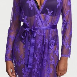 Victoria Secret Sheet Lace Wrap Robe 