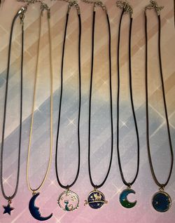 Charm Necklaces With Waxed Leather Cord 