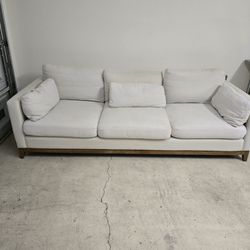 White Fabric Sofa With Down Cushions