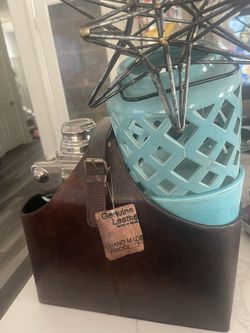 Leather Basket With Decorations