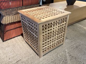 IKEA Hol Acacia Wood Storage Side Table