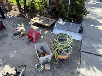 BOSTITCH Air Compressor + Hose + 3 Nail Guns + Nails – $145