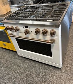 Cafe matte white 36” gas range stove 6 burners