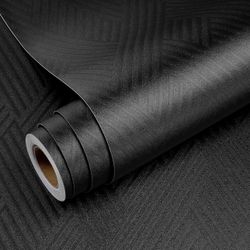 YENHOME 30"X200" Textured Peel and Stick Wallpaper Peel and Stick Removable Textured Geometric Accent Wall Paper Black Contact Paper for Cabinets and 