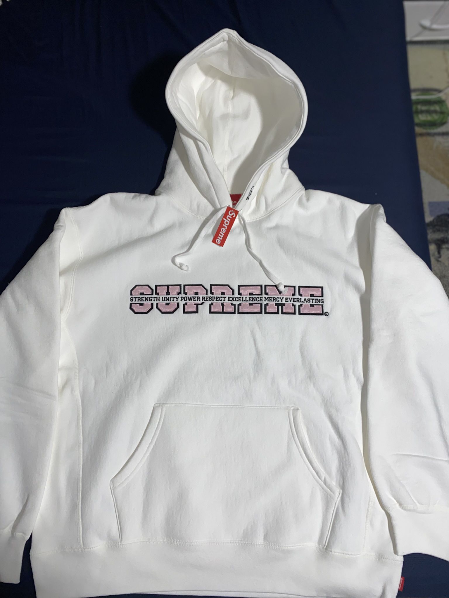 Supreme Collegiate Acronym Hoodie Sweatshirt White