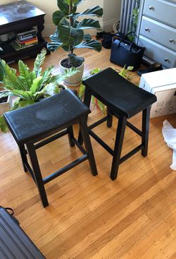 Black Stained Wooden Stools