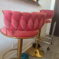 Two pink Bar Stools 