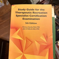 Study Guide for the Therapeutic Recreation Specialist Certification Examination. Some of the pages underlined,Written or questions answered and checke