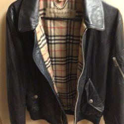 Burberry Bombers Leather Jacket  - Mens Size M/L $250 