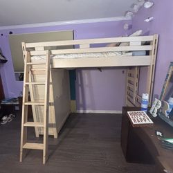  Twin Loft Bed including ladder, storage, supporting boards, and ladder hooks 