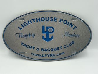 Lighthouse Point Yacht & Racquet Club Flagship Member Metal Plaque 12”