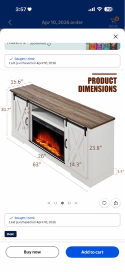 Farmhouse TV Stand with Electric Fireplace