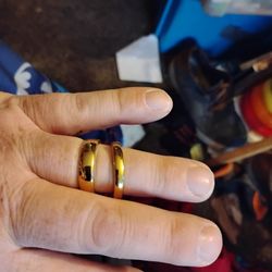 2 Mens Gold Plated Wedding Bands