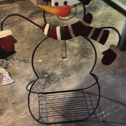 Snowman With Plant Stand 
