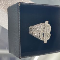 $ Sign Mossonite Silver Ring 