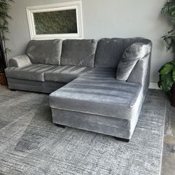 Silver Suede Sectional - FREE DELIVERY 