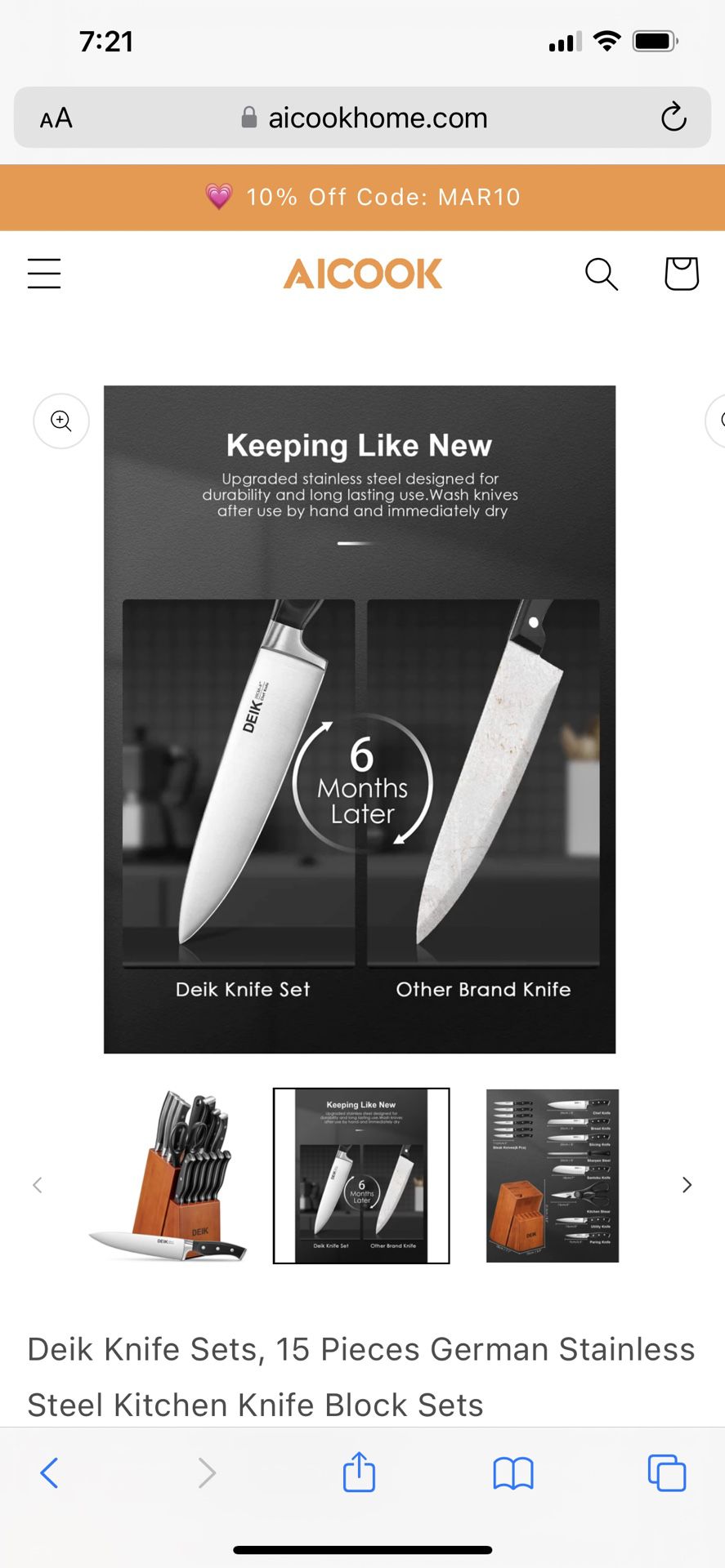 Deik Knife Sets, 15 Pieces German Stainless Steel Kitchen Knife Block Sets  for Sale in Altadena, CA - OfferUp