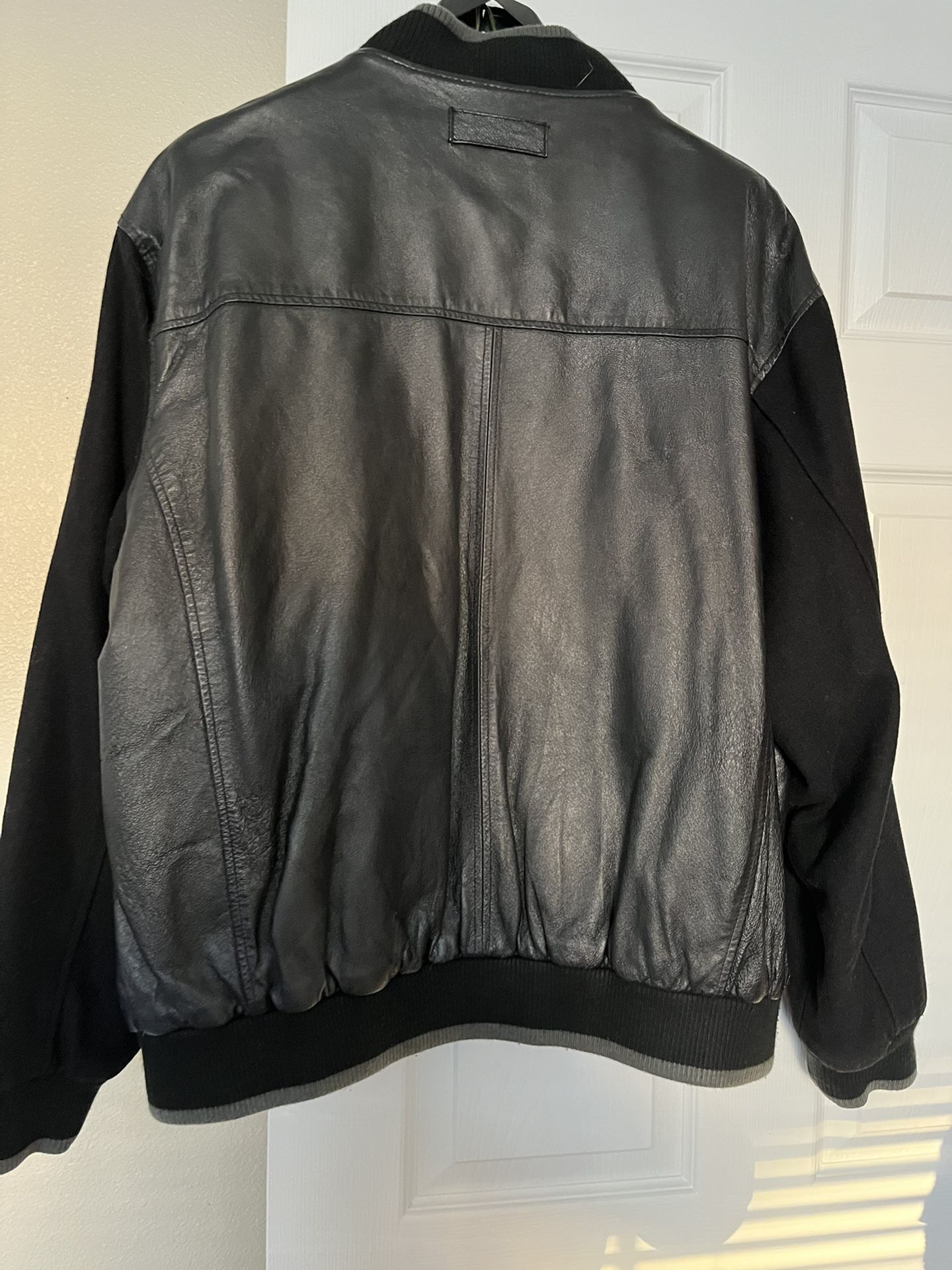 Amati Genuine Leather Jacket/Wool Sleeves & Collar