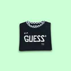Guess x J. Balvin checkered collar vibras t-shirt black mens small 