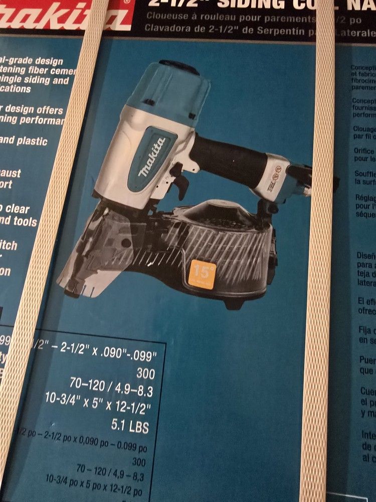 Makita Pneumatic 2-1/2 in. 15° Siding Coil Nailer