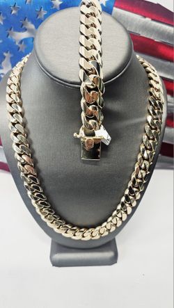 14k Miami Cuban Chain And 14k Bracelet