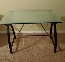 Tempered Glass Top Computer Desk
