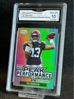 2020 SAGE Hit Premier Draft 🔥 Tua Tagovailoa 🔥 Peak Performance Prismatic Rookie GMA 10 💎 Mint - Miami Dolphins / Atlanta Falcons